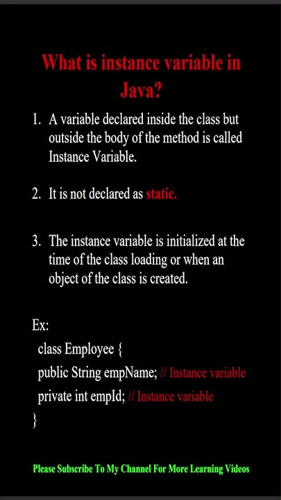 What is Instance Variable in Java? #shorts #youtubeshorts #java - YouTube