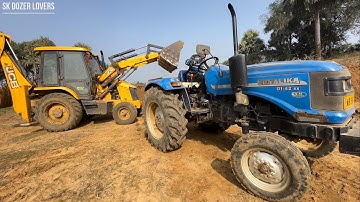 New Jcb 3dx Backhoe Loading Mud in Powertrack 434 Ds Plus and Sonalika Di 42 Rx Tractor | Jcb Jcp