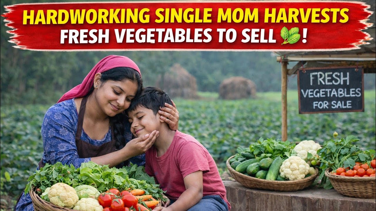 Hardworking Single Mom Harvests Fresh Vegetables to Sell 🥬 | Emotional Daily Life with Her Son