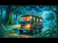 Cozy family mountain picnic | Mobile RV house | rain and thunderstorm | Ghibli style asmr