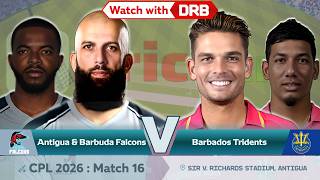 Antigua & Barbuda Falcons vs Barbados Tridents | watch with DRB