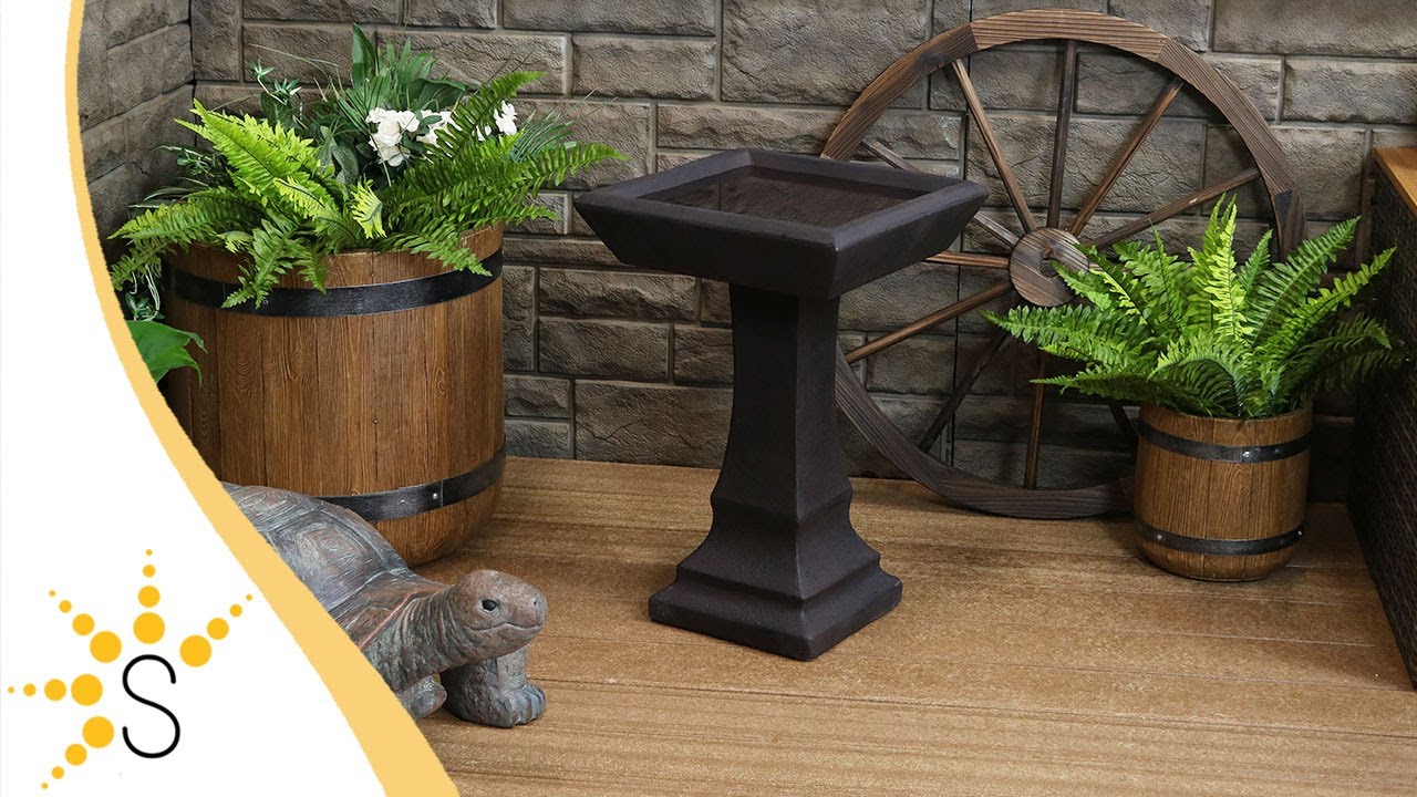 Sunnydaze Simply Square Modern Reinforced Concrete Bird Bath - 23-Inch-FWD-457