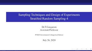 Stratified Random Sampling allocation of sample size