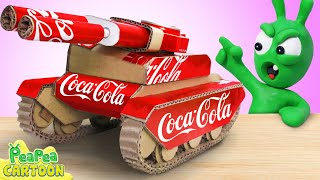 Pea Pea Making Tank Toy with Soda Cans - Kid Learning - Pea Pea Cartoon