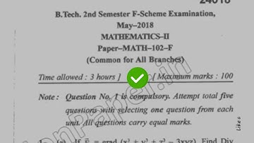 2018 Mdu BTech 2nd Sem Mathematics Question Paper #MduQuestionPaper