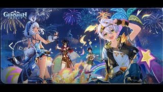 Genshin Impact: прохождениt ивента "Лето! Жара? Курорт!" (испытание: "Красочные брызги")