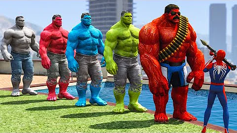 Watch the video about GTA 5 Water Ragdolls RED SPIDERMAN vs Big Hulk Jumps/Fails Compilation (Funny Moments)