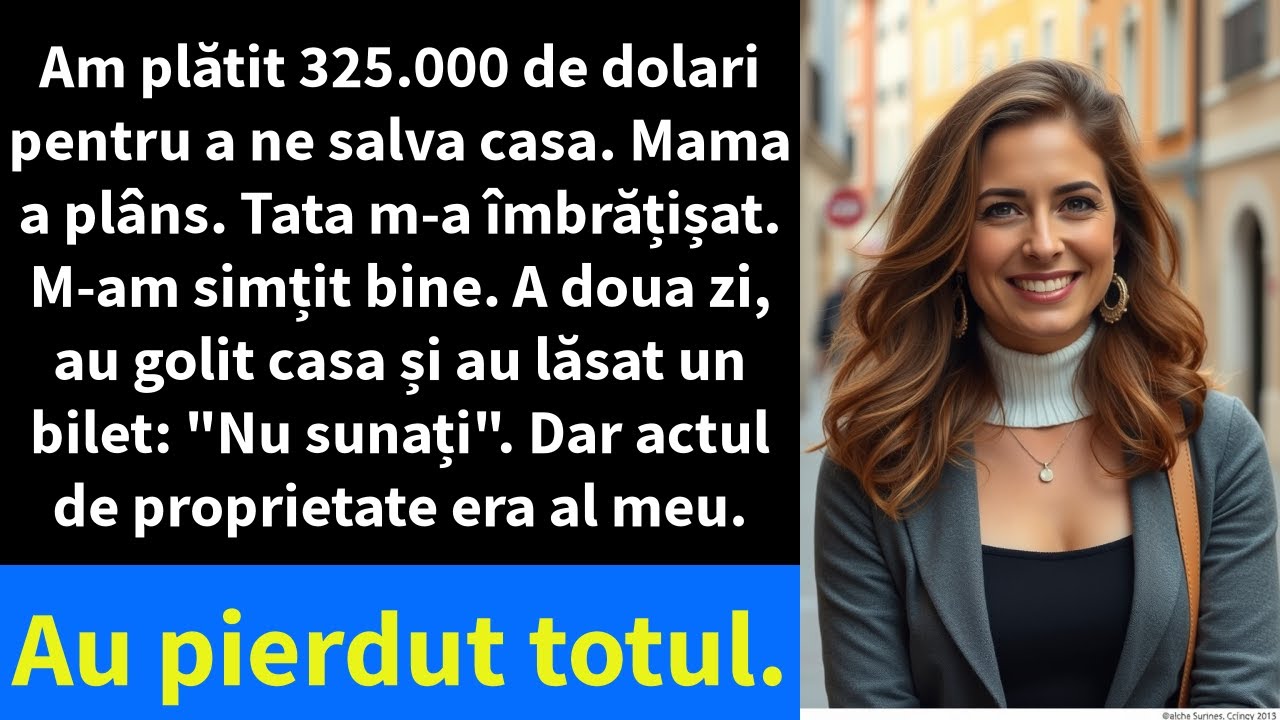 Am plătit 325.000 de dolari pentru a ne salva casa. Mama a plâns. Tata m-a îmbrățișat.