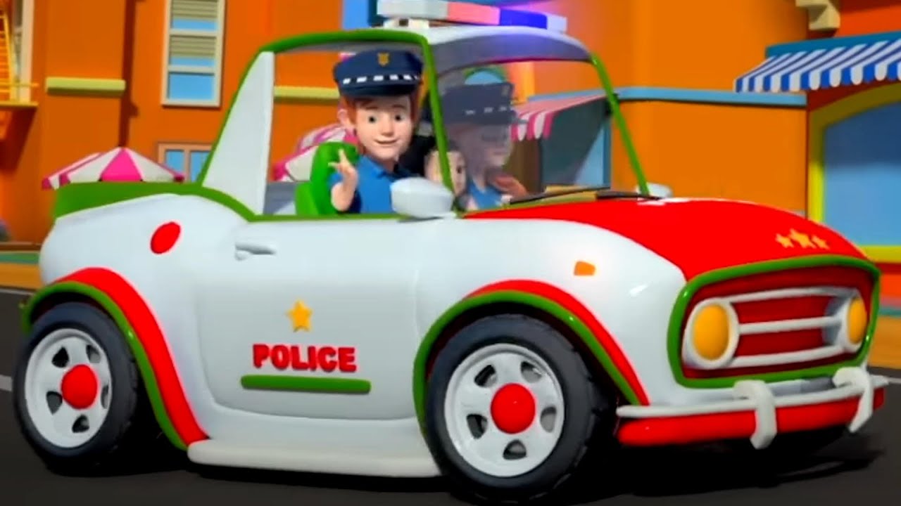 Wheels On The Police Car + More Vehicle Cartoons & Rhymes for Children