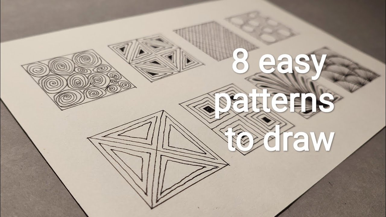 8 easy zentangle inspired patterns for beginners to draw (part 1) - YouTube