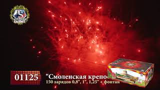 Батарея салютов Премьер Салют, 0,8-1-1,25-150 зарядов + фонтан, Смоленская крепость 01125