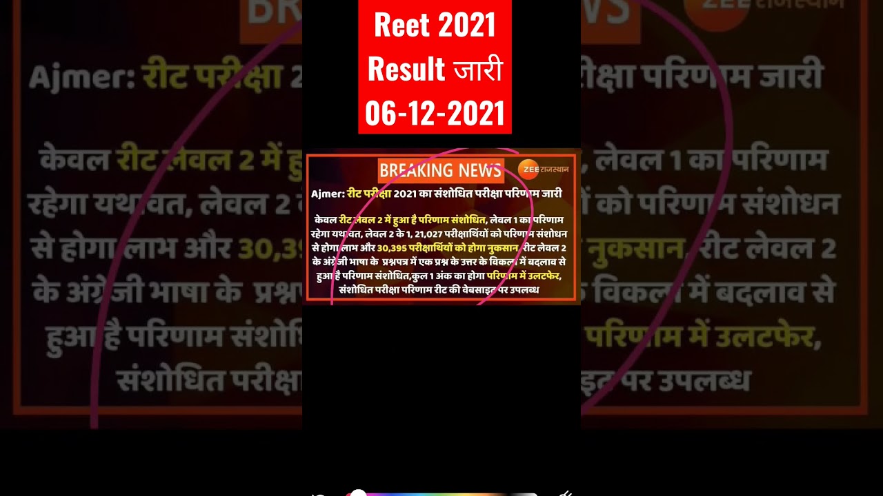 Reet Result 2021 @reet 