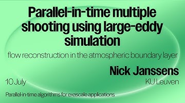 Parallel-in-time multiple shooting using large-eddy simulation for flow reconstruction