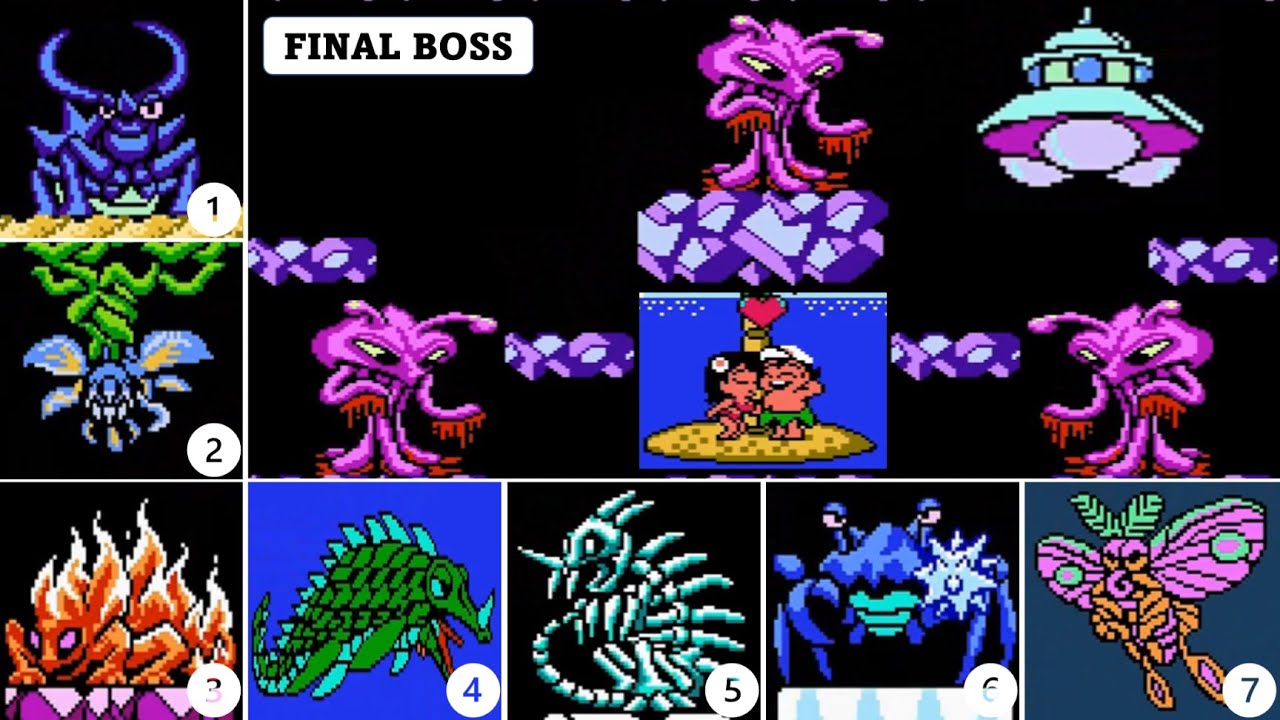 Adventure Island 3 All Bosses | Rescue Master Higgins's Girlfriend Tina