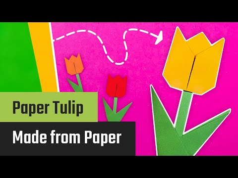 How to Make a Beautiful Origami Tulip with Stem 🌷 – Easy Paper Flower for Kids