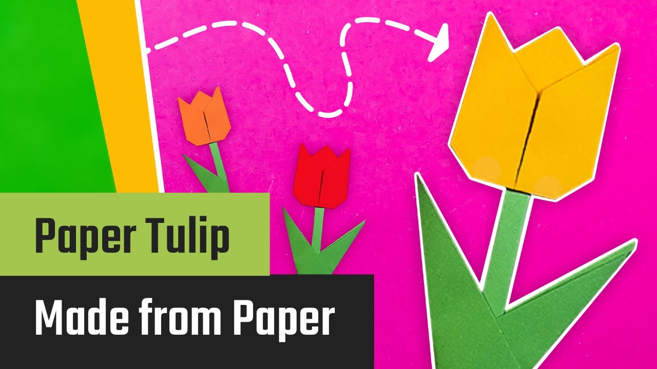 How to Make a Beautiful Origami Tulip with Stem 🌷 – Easy Paper Flower for Kids