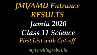 JMI 2020 Results| Class 11 Science| First List |JMI Cut off | Jamia Class 11 Science Admission List