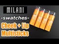 Milani Supercharged Cheek + Lip Multisticks // Swatches, Application, Review