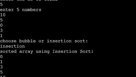 Array Program: Bubble & Insertion sort ,switch case implementation in bash shell