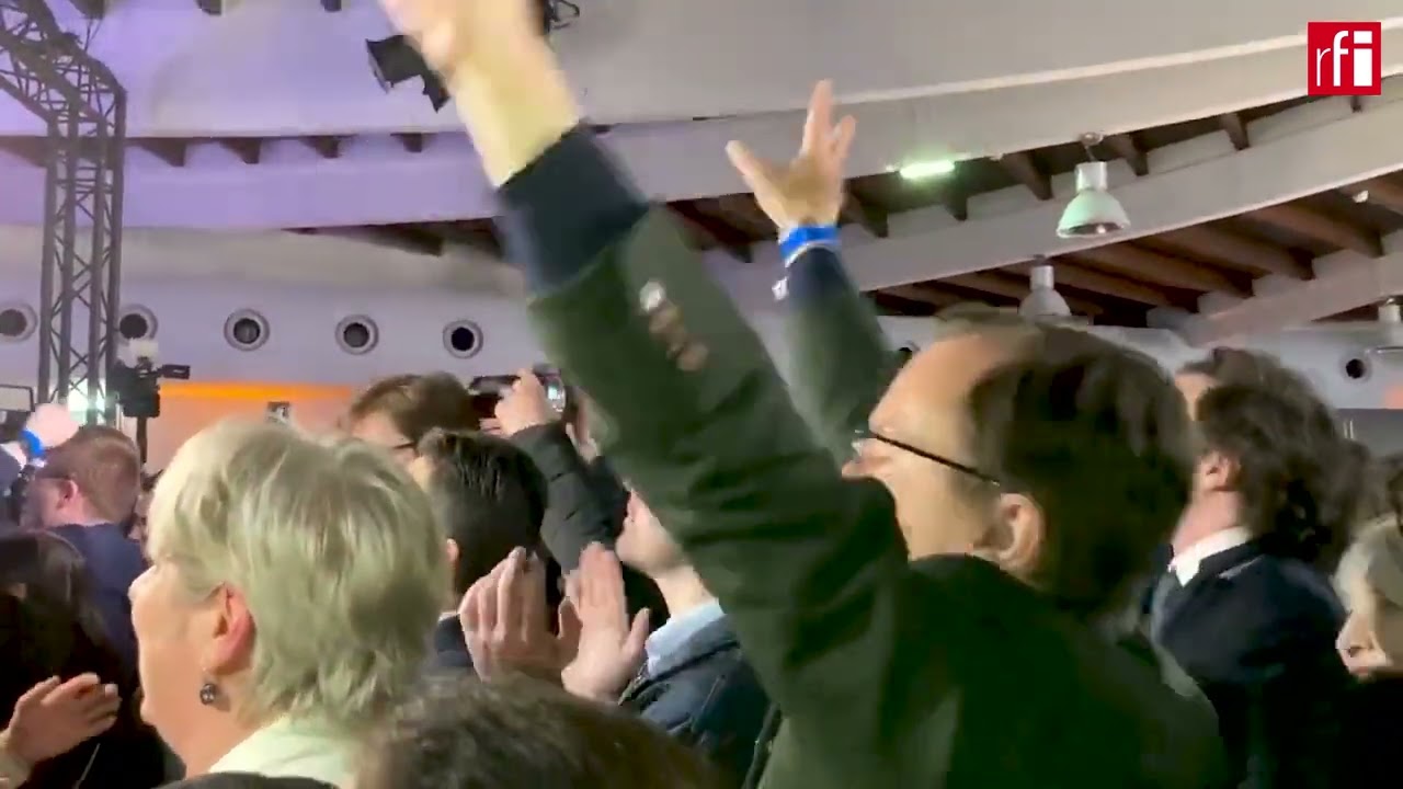 Reactions at Marine Le Pen's headquarters when the result was announced