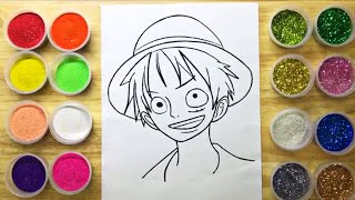 Tô Màu Tranh Cát Kim Tuyến: One Piece - Luffy Mủ Rơm - Color Sand Painting Toys:Monkey D Luffy 223.