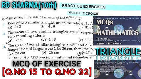 RD SHARMA CLASS 10 TRIANGLE MCQ OF EXERCISE  [Q.NO-15 TO 32] MATH FEAR | CHAPTER 7 | CBSE