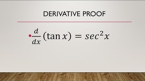 Proof of the derivative of tan (x) using the Limit Definition of Derivatives