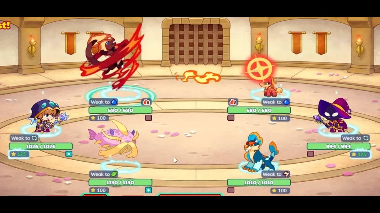 Pyrodile and Cloud Gobbler vs Charfoal and Aquaster in a Prodigy Duel!