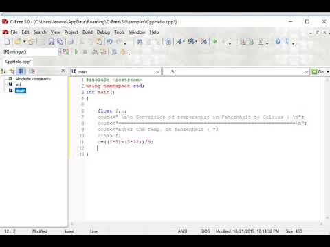 Conversion of temperature in Fahrenheit to Celsius in c++