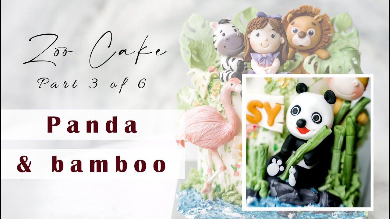 How to make fondant Panda & bamboo for a zoo cake| Basic fondant character  modeling for beginners