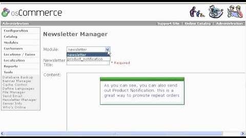 Sending out newsletter in osCommerce