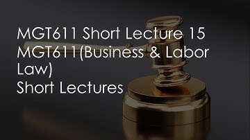 MGT611 Short Lecture 15