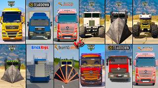 MAN TRUCK VS RAMP VS MONSTER VS ACTROS TRUCK IN TEARDOWN VS BEAMNG - WELKE IS DE BESTE?