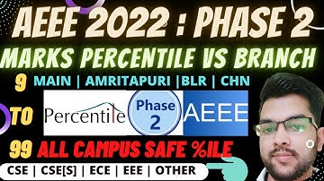 AEEE 2022 Phase 2 Marks vs percentile | All campus safe percentile #aeee #phase2 #percentile #cutoff