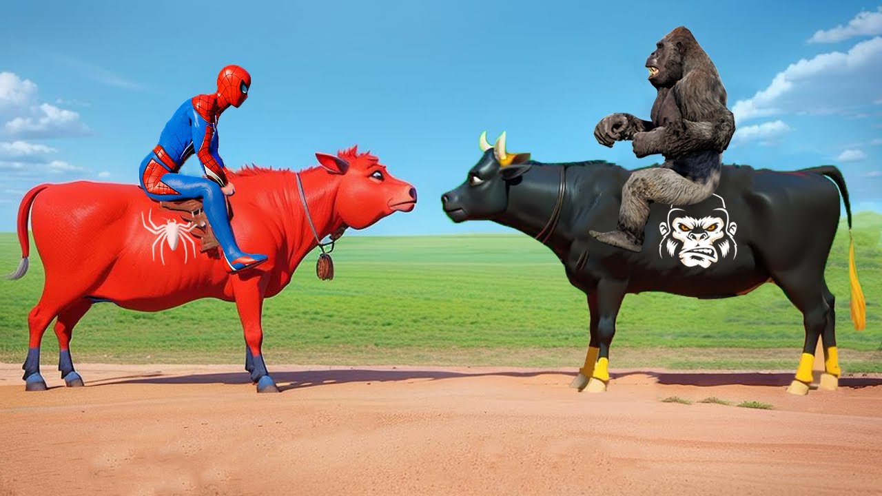 Spidey Cow vs King Gorilla Cow 🐄🏍 Super Animal Must Choose a Side GTA 5 Superhero