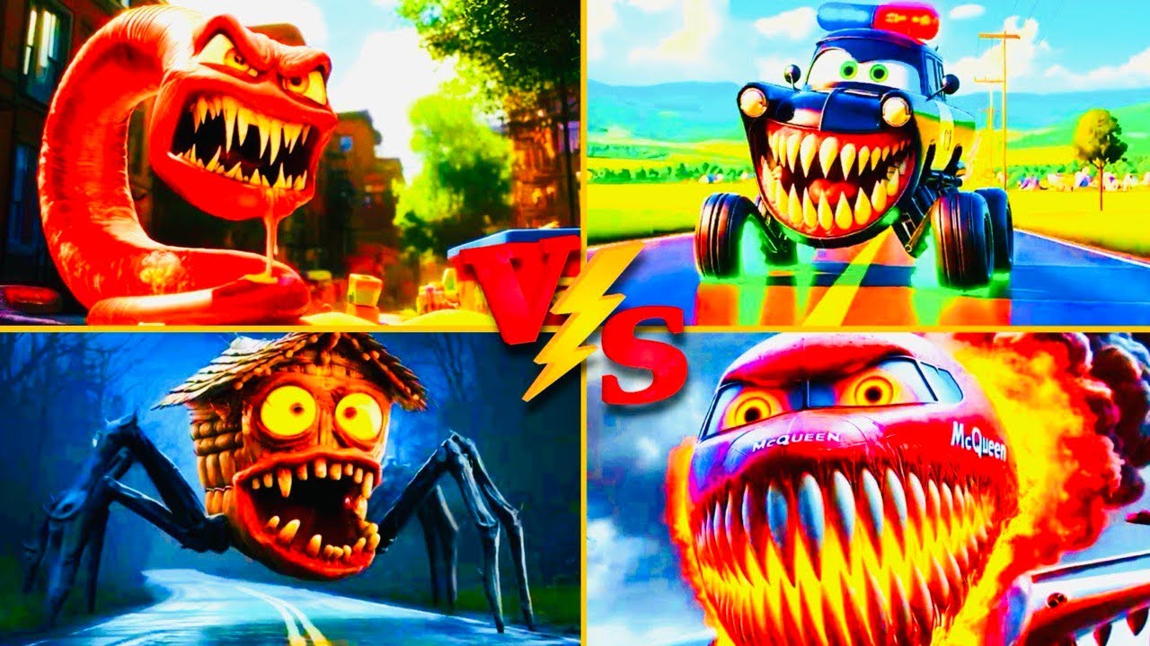 Lightning McQueen 🆚 Police Car 🆚 HOUSE Monster 🆚 McQueen Monster Plane – Tiles Hop EDM Rush