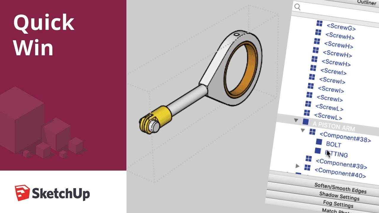 Using Outliner to navigate into nested groups in SketchUp - Quick Win