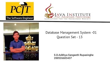 DBMS Question Set 13 | 1st year | Semester 01 | Java Institute | Adithya Rupasinghe