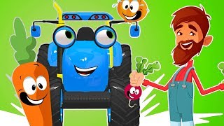 Tractors Learning Vegetables Song for Kids  - Blue Tractor and Friends