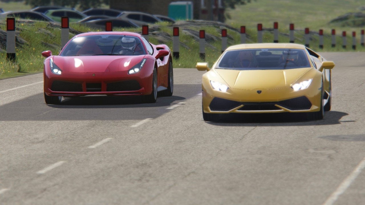 Ferrari 488 GTB vs Lamborgini Huracan at Highlands Long - YouTube