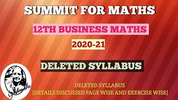 12th BUSINESS MATHS  || DELETED SYLLABUS || TN SAMACHEER 2021-22