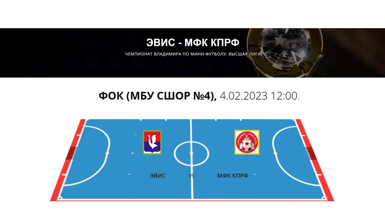 Чемпионат Владимира по мини-футболу. Высшая лига. ФОК (МБУ СШОР №4) 04.02.2023 