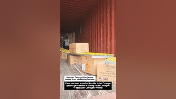 Automatic Conveyor Roller System Loading Boxes into Shipping Container | Smart Factory Logistics