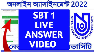 NSOU SBT 1 LIVE ANSWER VIDEO // NETAJI OPEN UNIVERSITY FINAL EXAM