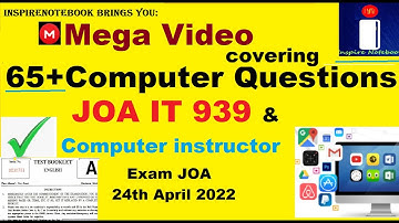 65 + Computer Questions,  JOA IT Previous Years Questions Paper | Computer Instructor  की तैयारी
