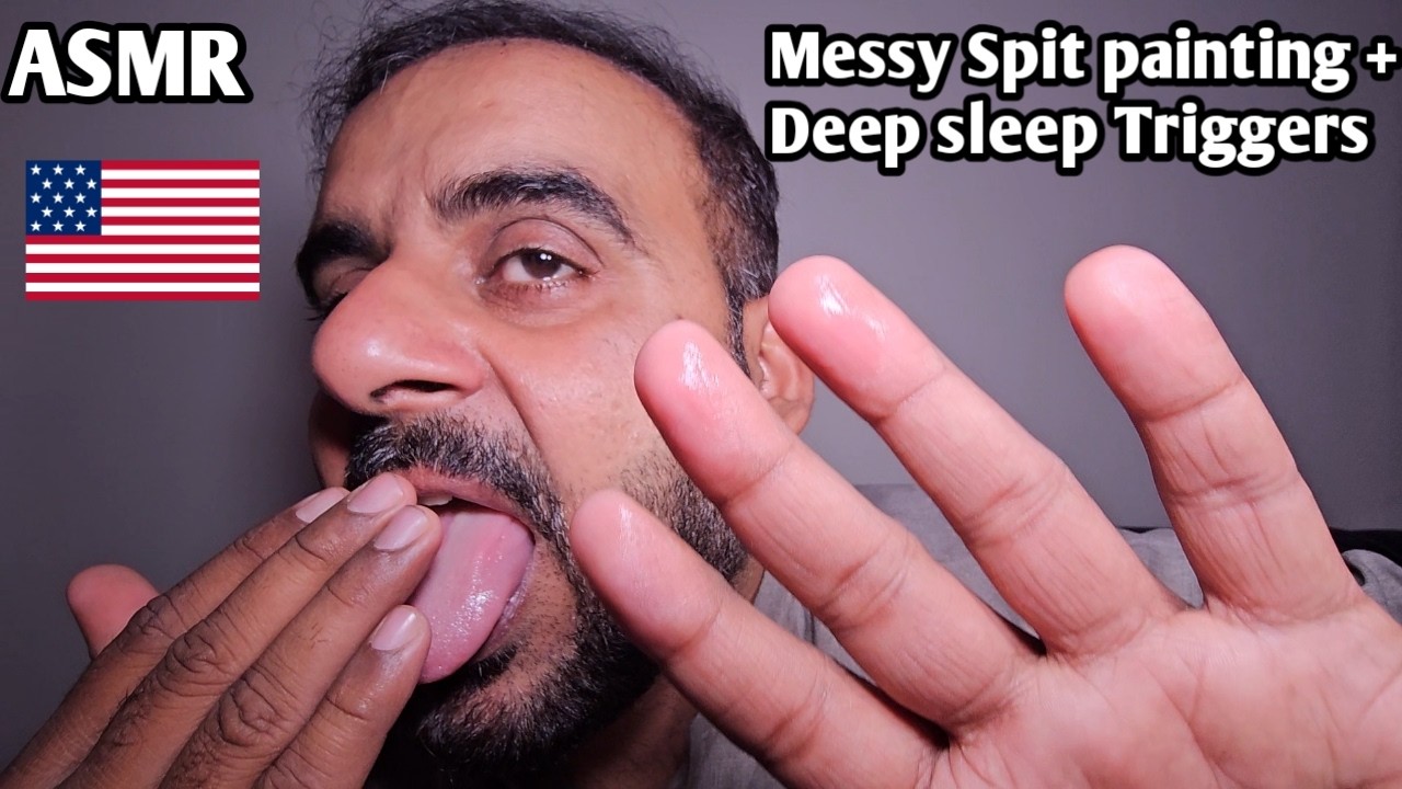 ASMR - Close-up Messy Spit painting  with Best Visual Triggers  & Hand movements