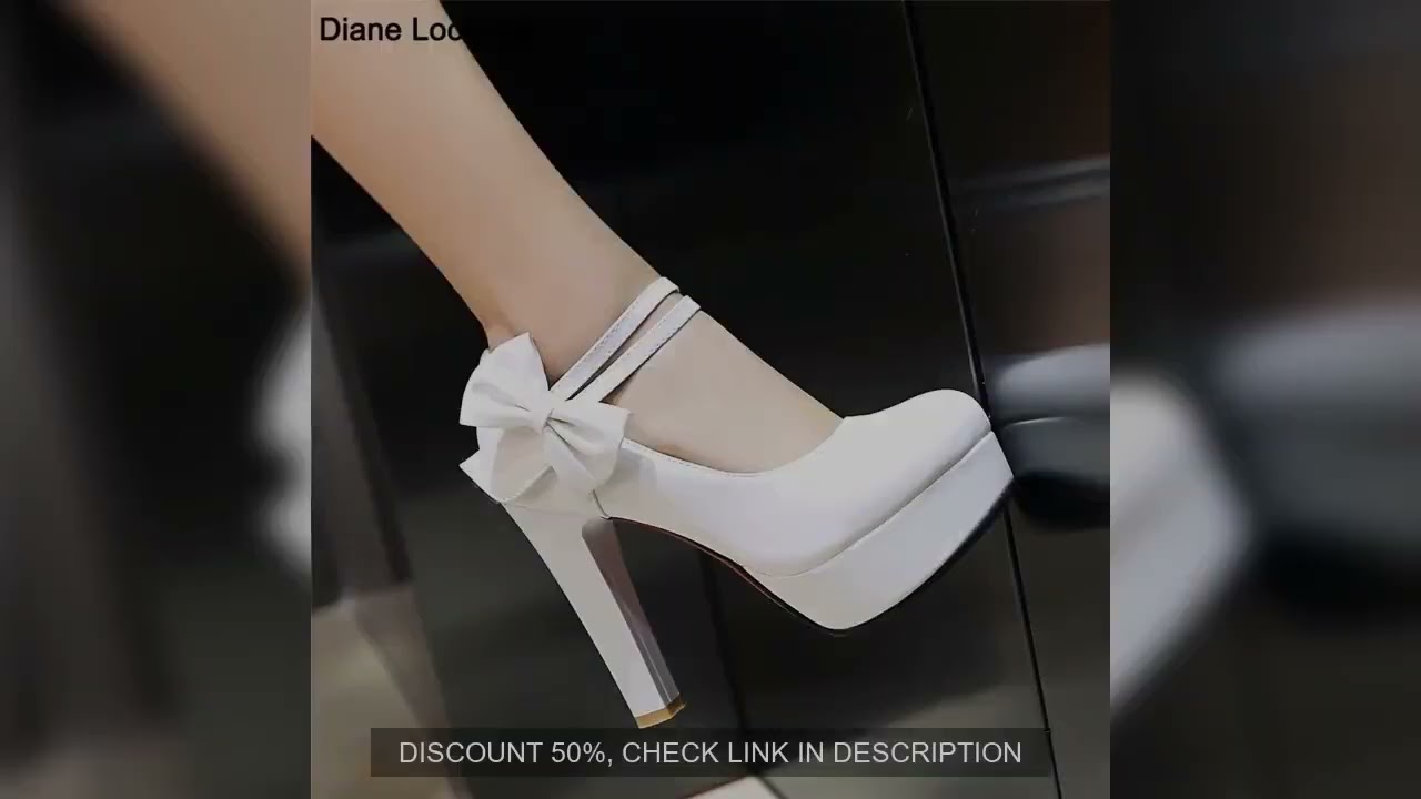 Spring High Heels Women Platform Pumps Ankle strap Shallow Mouth Single Shoes Bow Ladies High Heels