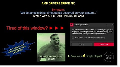 REAL FIX to: "We detected Driver Timeout has ocurred on your system" for AMD Graphics Cards