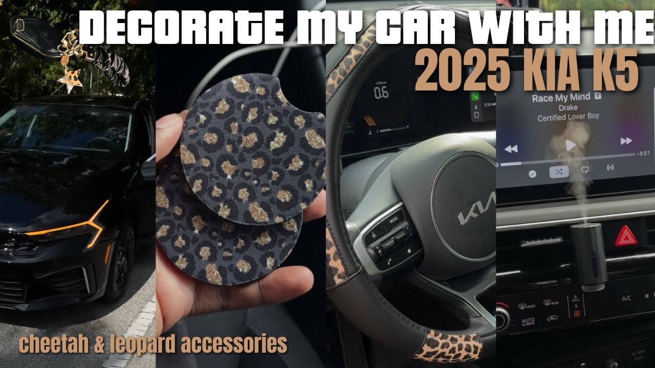 decorate my car with me 🐆✨🎱 | 2025 KIA K5 | (Aesthetic & Affordable) cheetah amazon accesories!