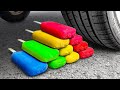 The Best Crushing things with Car Compilation! 자동차로 바삭 바삭하고 부드러운 것을 분쇄! 실험용 자동차 대 콜라, 환타 슬라임 캔디 토이98